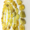 Opak Sarı Renk Yaprak Kesim Taşlı Kehribar Kolye Büyük Boy 0052